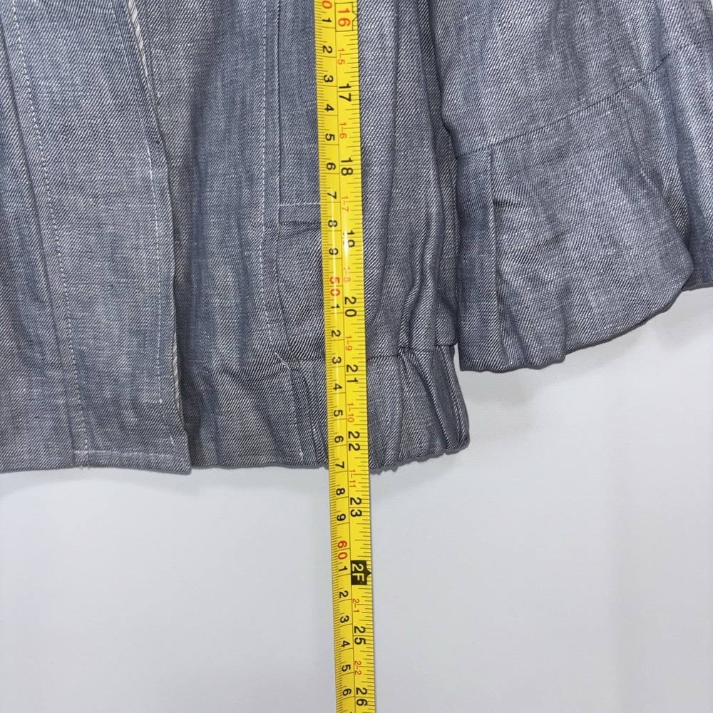 Brooklyn Industries Blue Linen Cropped Jacket Bell Sleeve Zip Front Size 2 - Picture 5 of 8